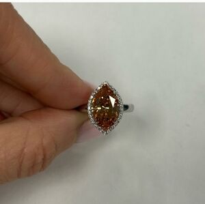 Suzy Levian Sterling Silver Marquise-cut Cubic Zirconia Halo Ring Size 7.5 8.5